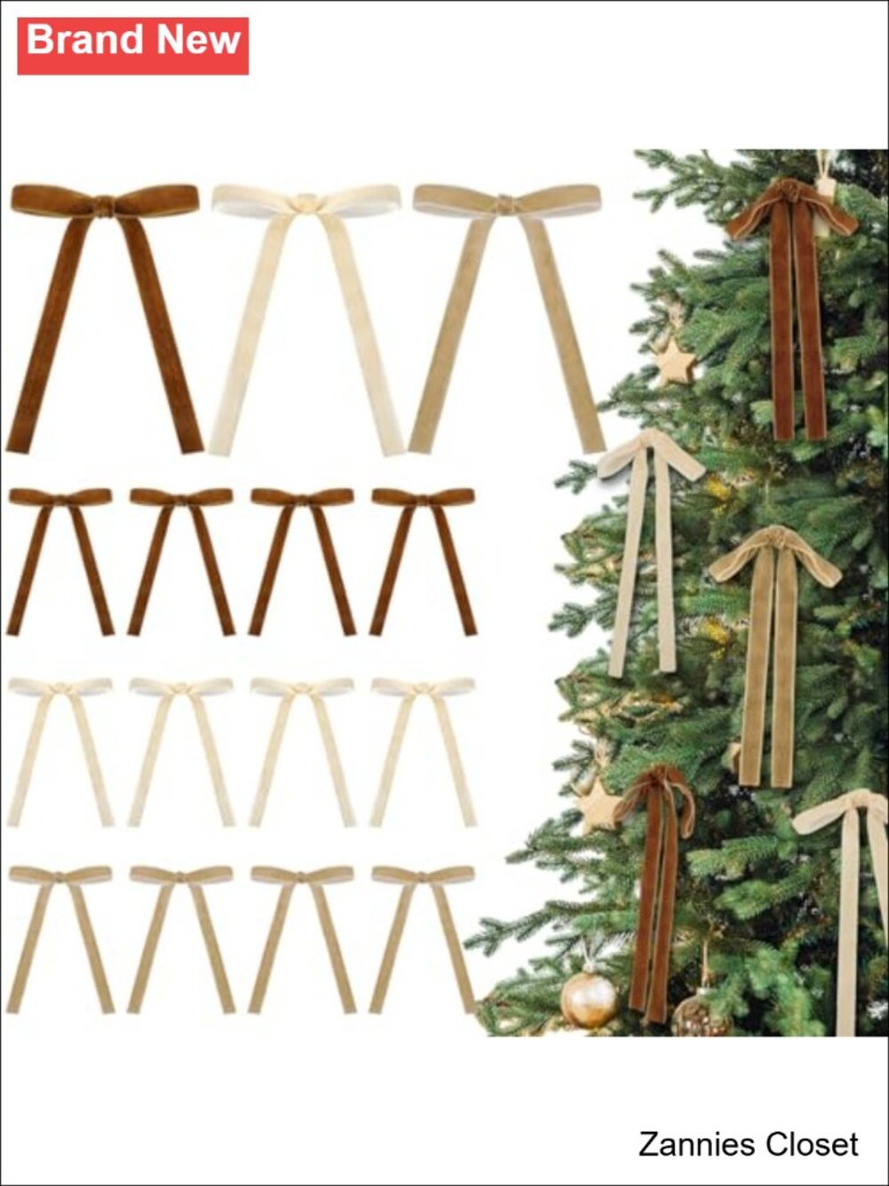 🎄 24 Pc Velvet Christmas Tree Bow Wreath Gift Bows Holiday Decor 5x7"